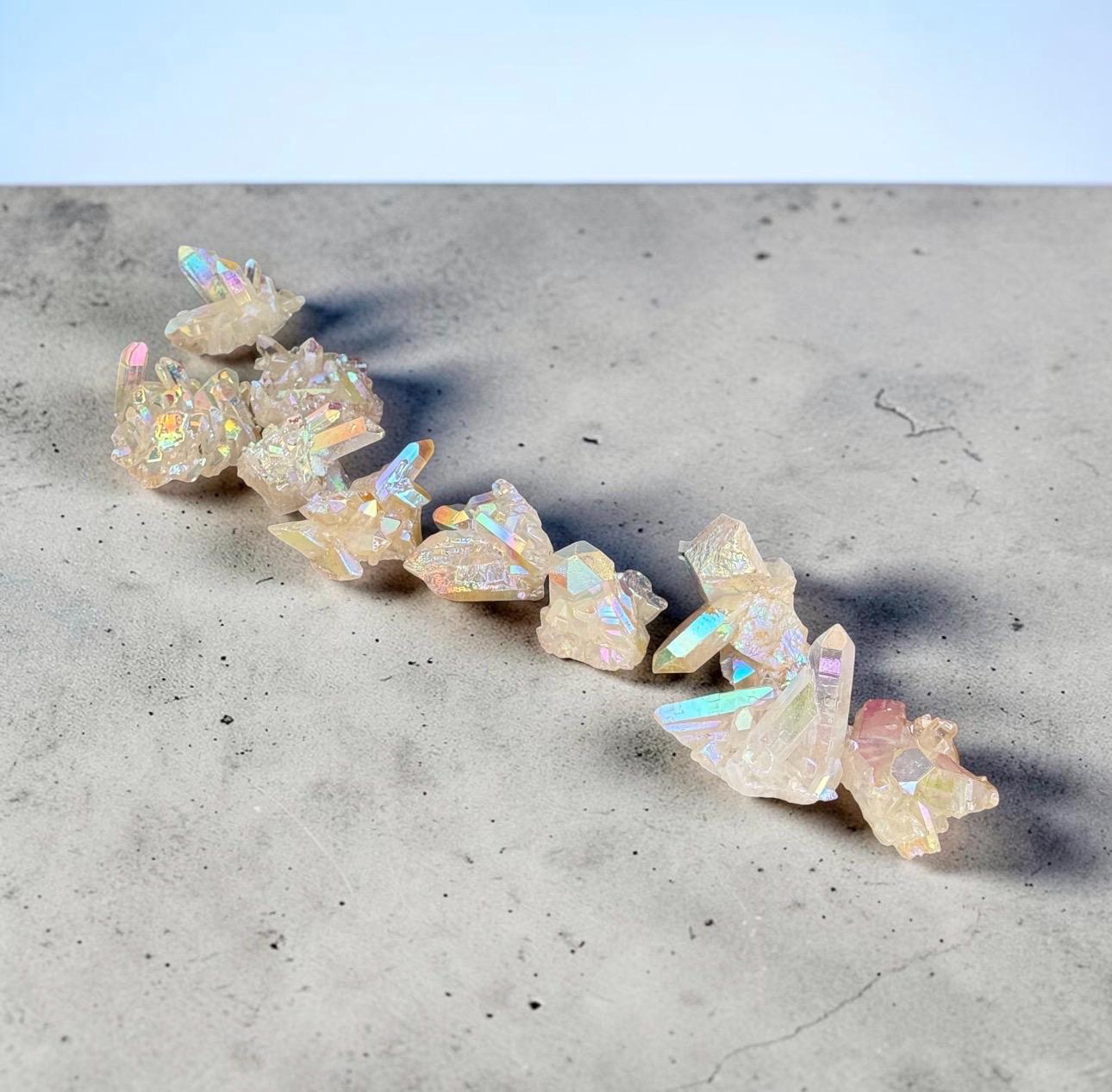 Angel Aura White Quartz Cluster: Iridescent Crystal Healing