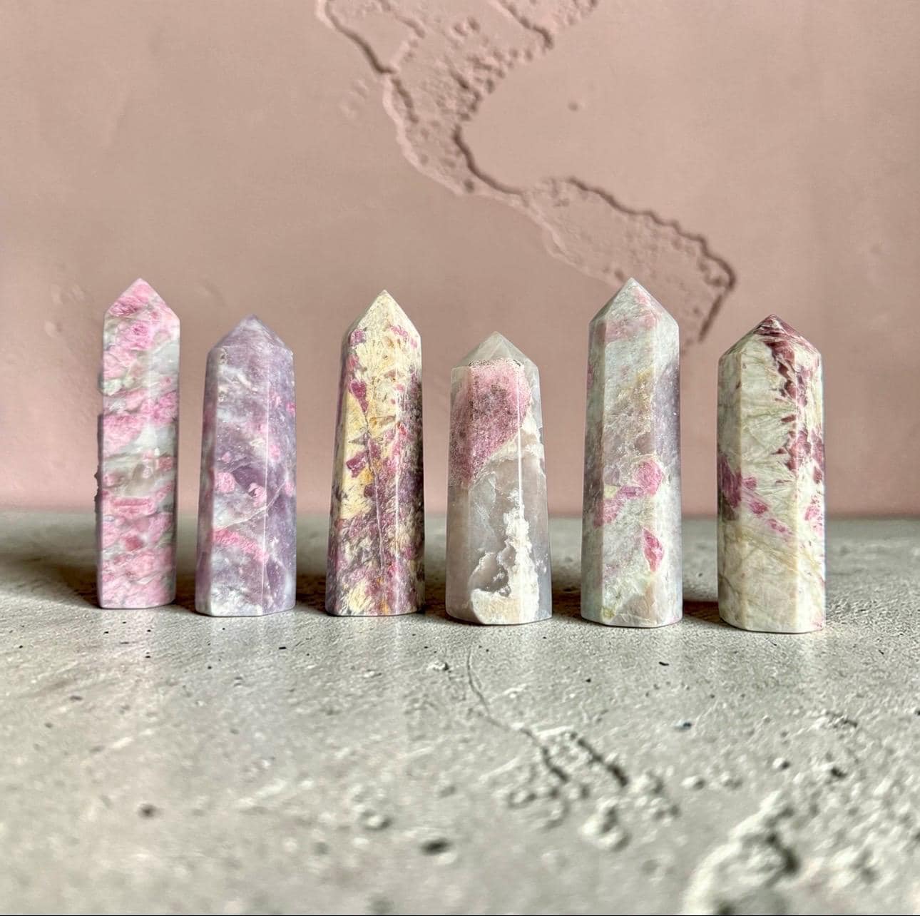Unicorn Stone Tower – Pink Tourmaline, Lepidolite & Smokey Quartz (65mm–75mm)