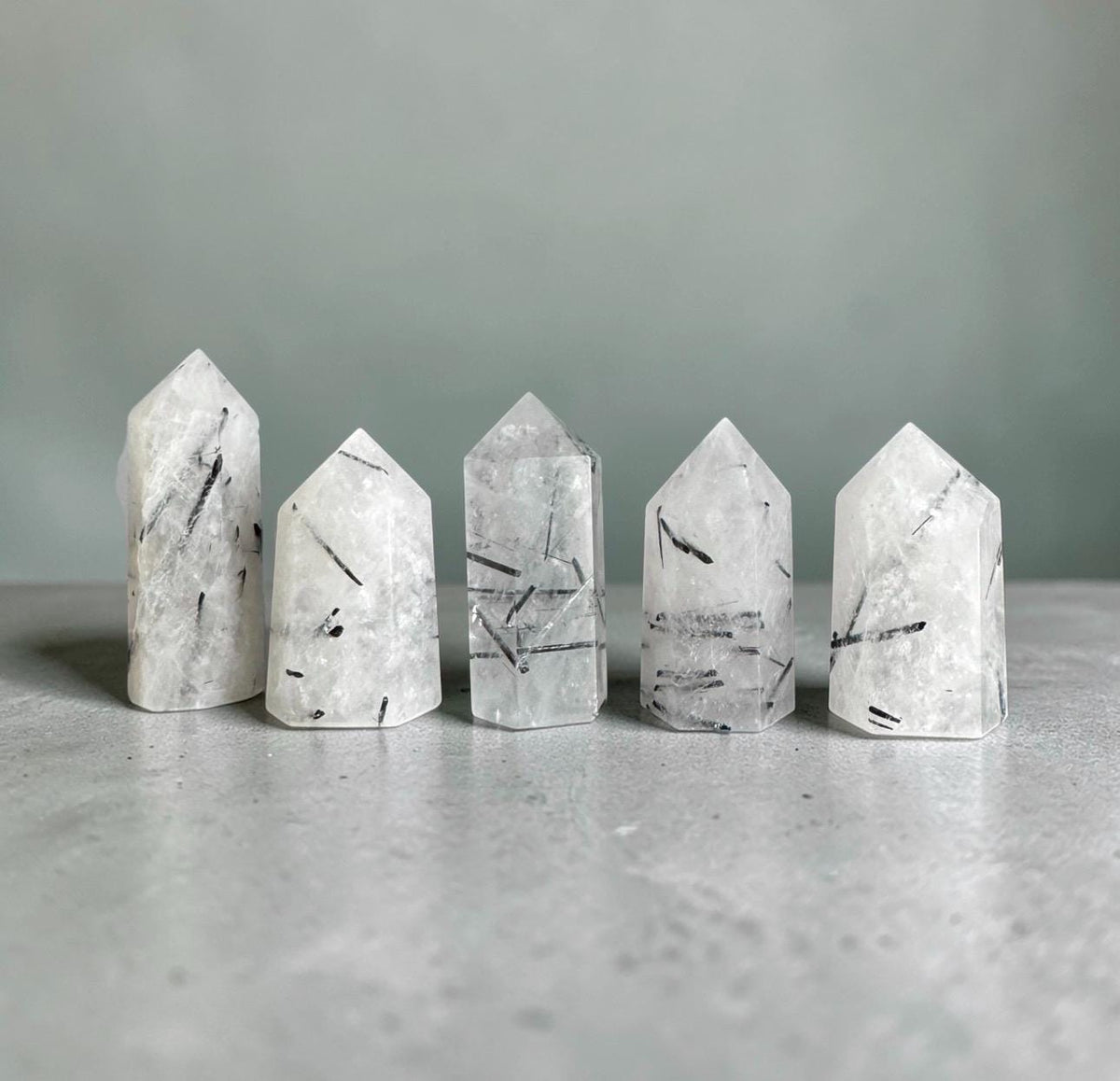 Tourmalinated Quartz Tower: Black Tourmaline Inclusions, Balance & Protection