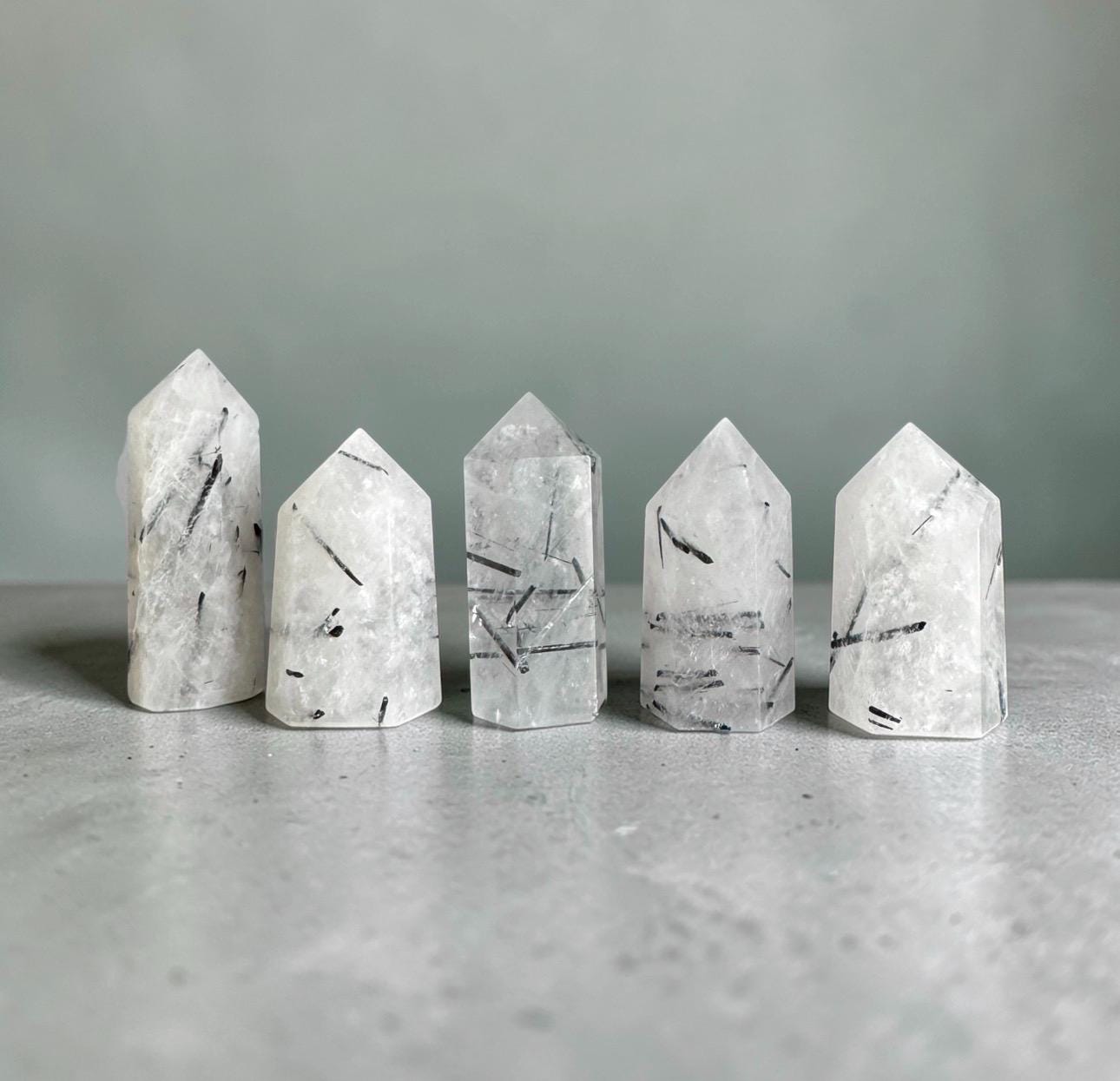 Tourmalinated Quartz Tower: Black Tourmaline Inclusions, Balance & Protection