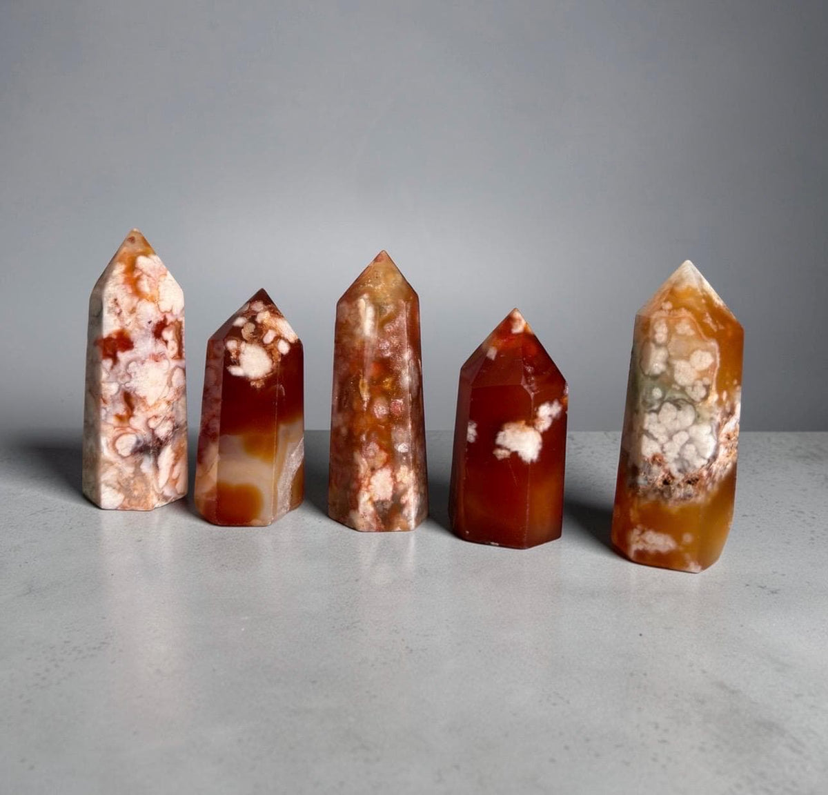 Carnelian & Flower Agate Small Crystal Tower: Luna by Louise