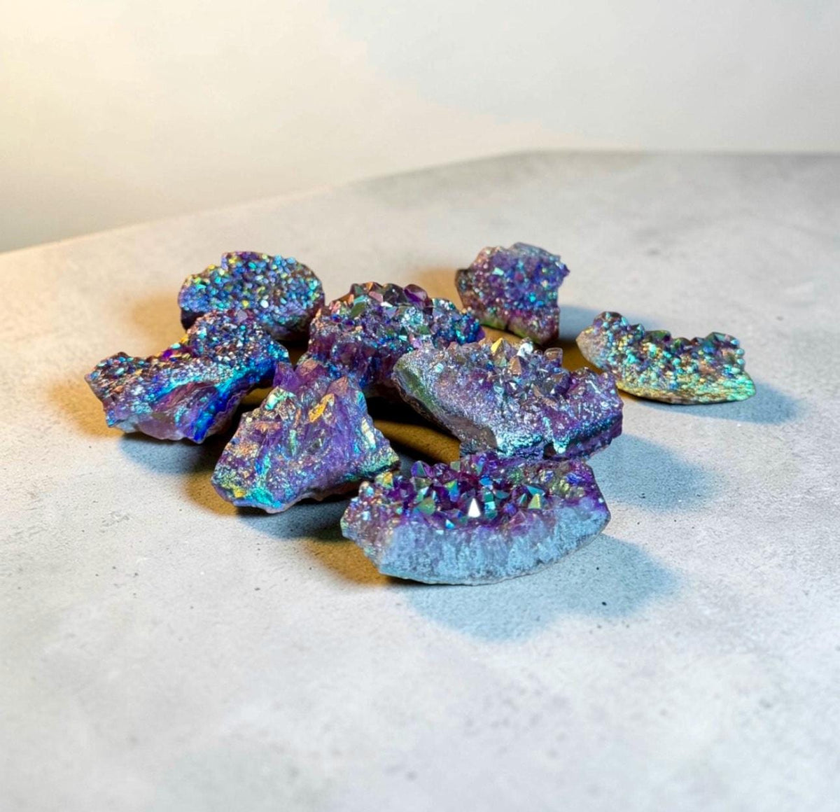 Purple Galaxy Aura Amethyst Cluster: Cosmic Crystal Decor