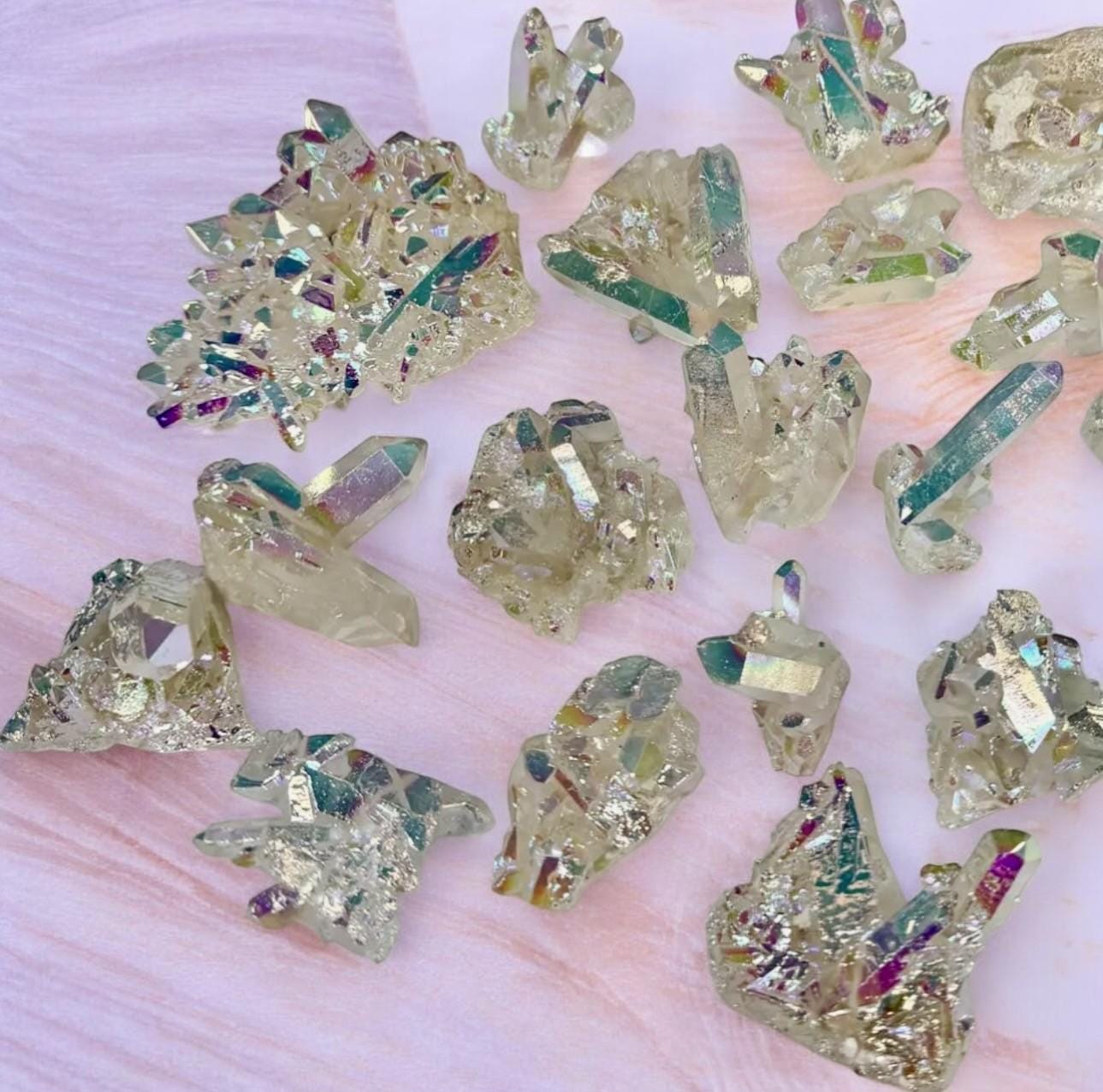 Angel Aura White Quartz Cluster: Iridescent Crystal Healing