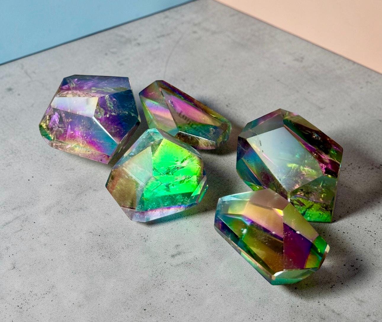 Indigo Aura Quartz Free Form – Iridescent Rainbow Crystal | Luna by Louise, Crystal Shop UK