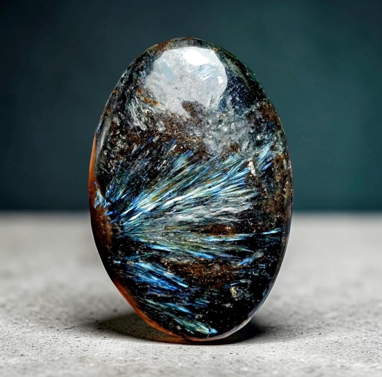 Astrophyllite Blue Arfvedsonite Palm Stone – Rare Feather Crystal for Transformation Insight