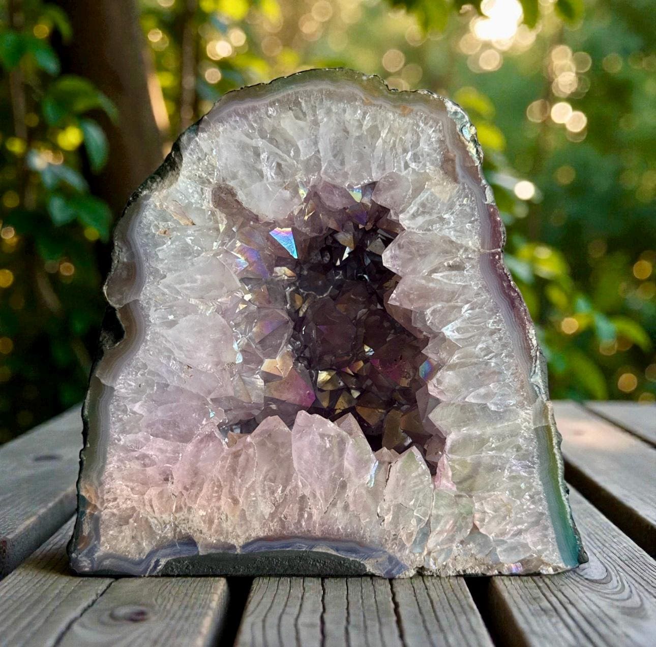 Amethyst Aura Cathedral Geodes – Rainbow Crystal Display Pieces | Luna by Louise, Crystal Shop UK