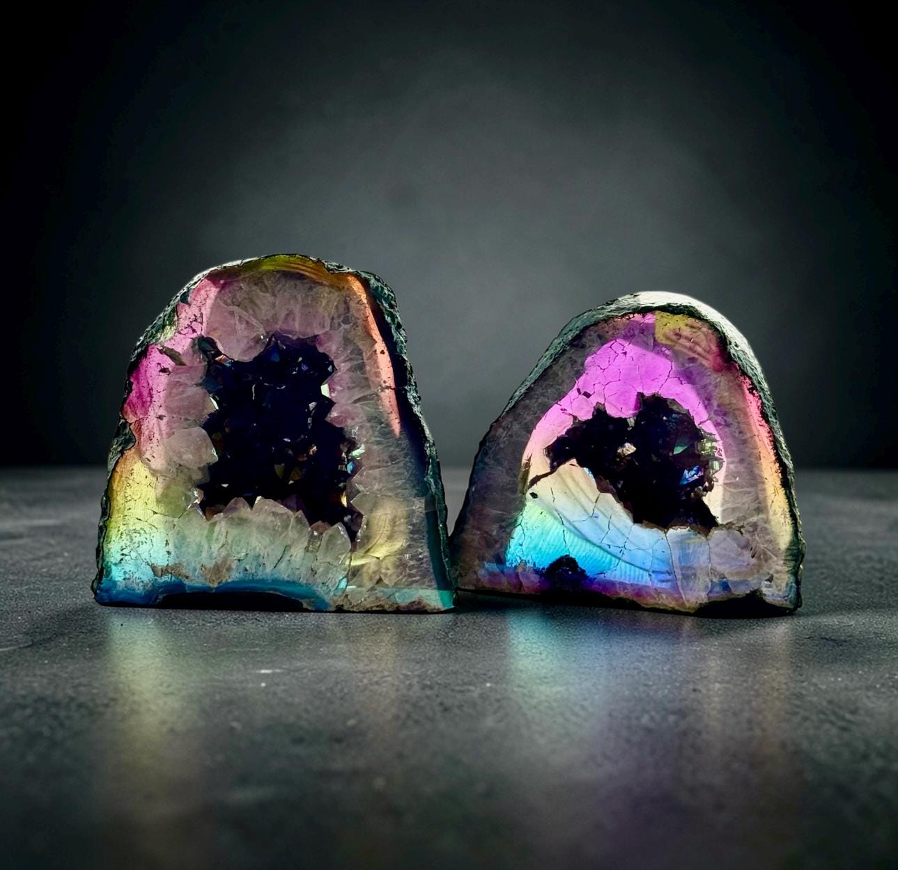 Amethyst Aura Cathedral Geodes – Rainbow Crystal Display Pieces | Luna by Louise, Crystal Shop UK