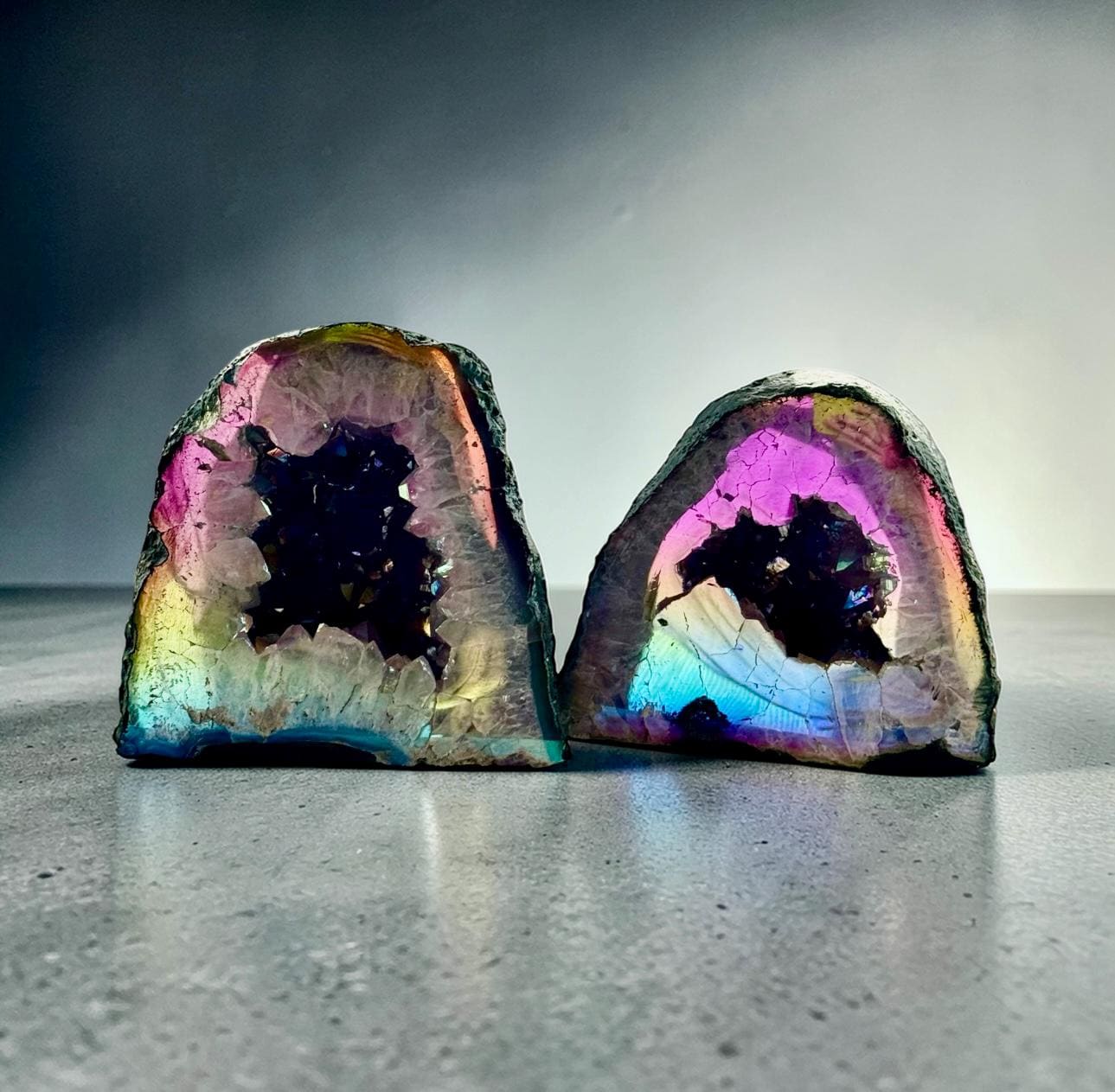 Amethyst Aura Cathedral Geodes – Rainbow Crystal Display Pieces | Luna by Louise, Crystal Shop UK