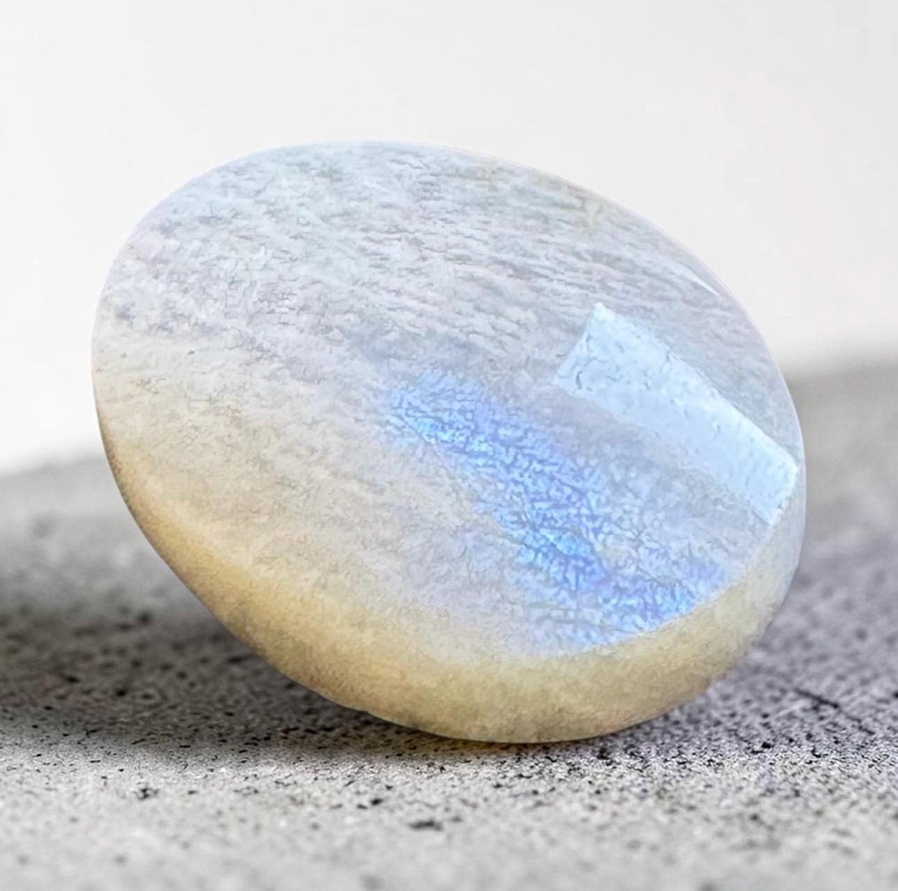 White Moonstone Palm Stone: Grade A Crystal for Emotional Balance