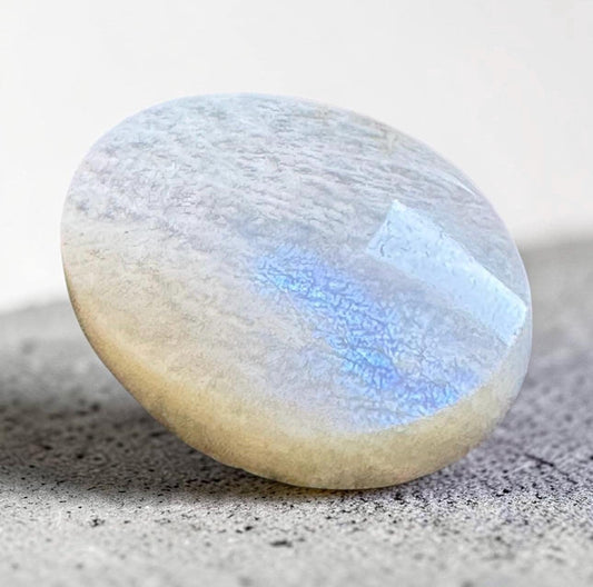 White Moonstone Palm Stone: Grade A Crystal for Emotional Balance