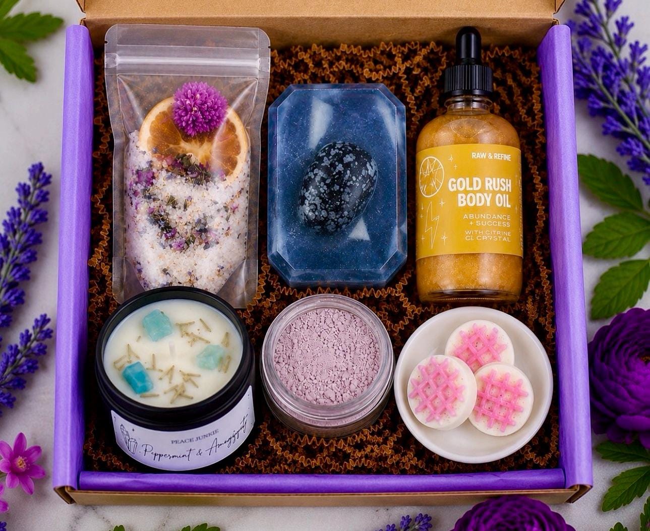 Crystal Self Care Treat Box – Box One - Gold Rush, Citrine Wellness Gift Set