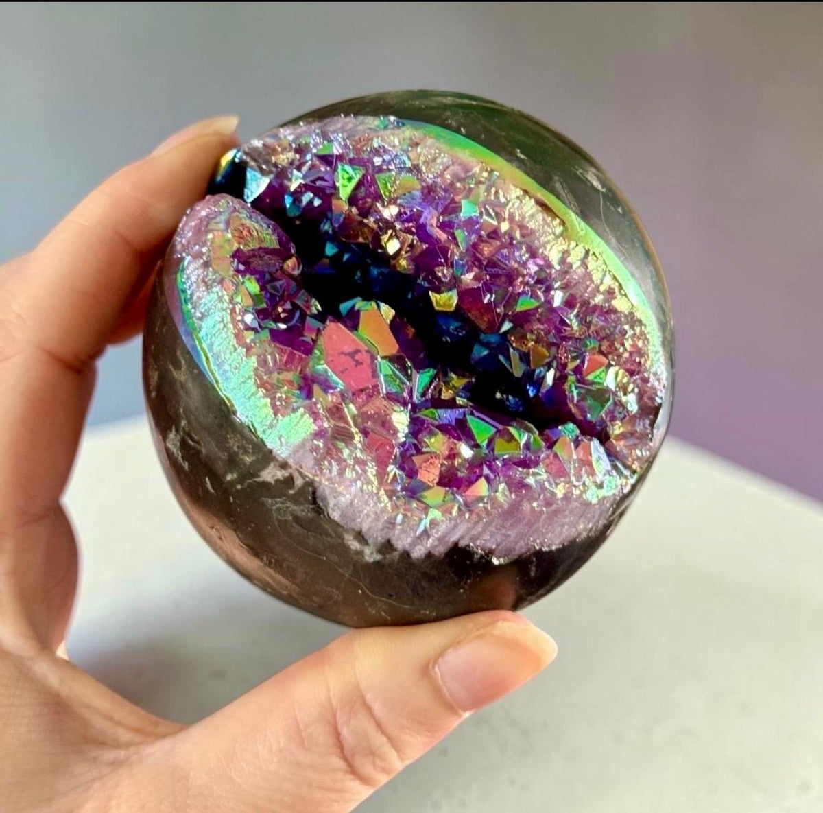 Aura Amethyst Crystal Sphere – 40-50mm | Protection, Luna by Louise, Crystal Shop UK