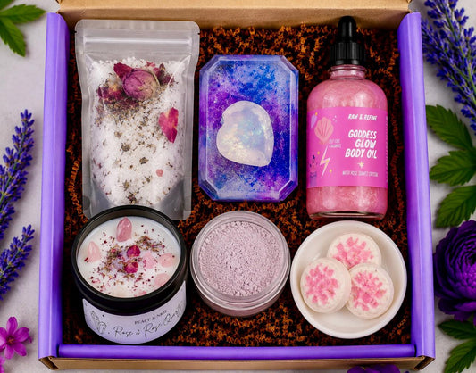 Crystal Self Care Treat Box – Box One - Goddess Glow, Rose Quartz Wellness Gift Set