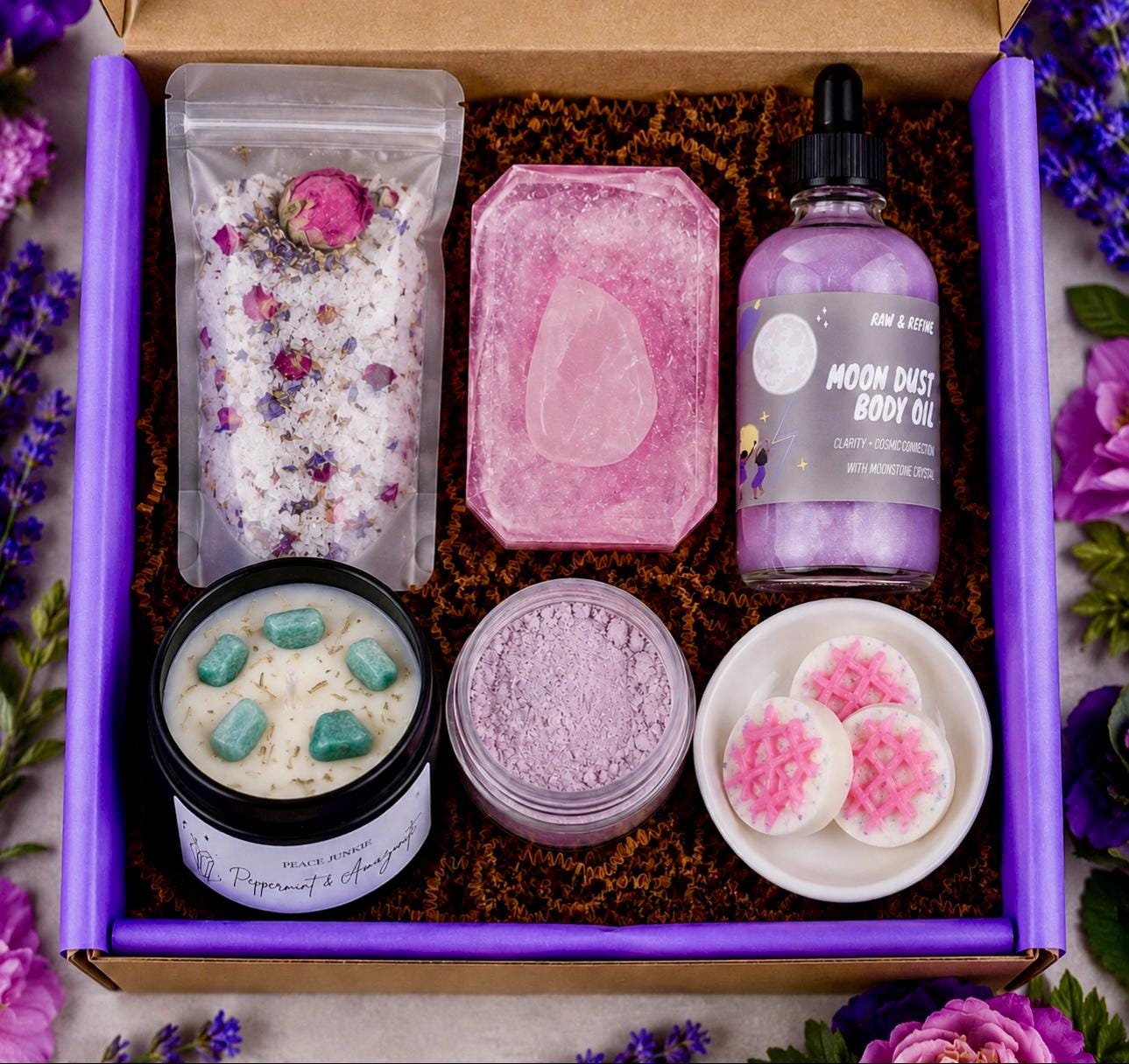 Crystal Self Care Treat Box – Box One - Moon Dust, Moonstone Wellness Gift Set