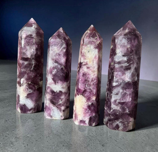 Natural Lepidolite Crystal Obelisk Tower Purple Mica Crystal, Luna by Louise, Crystal Shop UK
