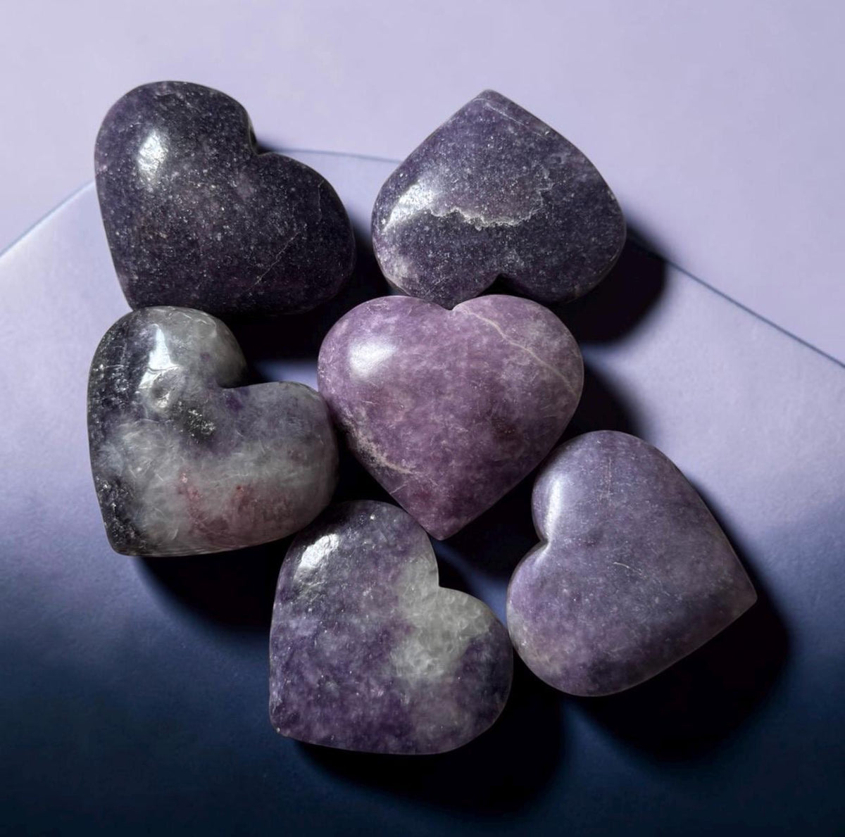 Lepidolite Crystal Heart: Calming Lilac Carving - Luna by Louise