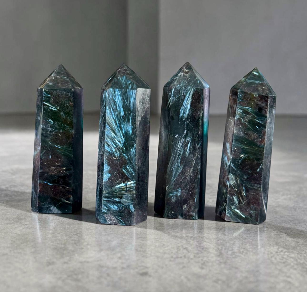 Astrophyllite Blue Arfvedsonite Tower – Rare Feather Crystal for Transformation Insight
