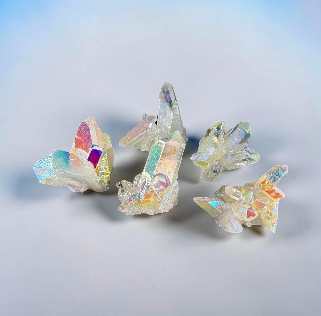 Angel Aura White Quartz Cluster: Iridescent Crystal Healing