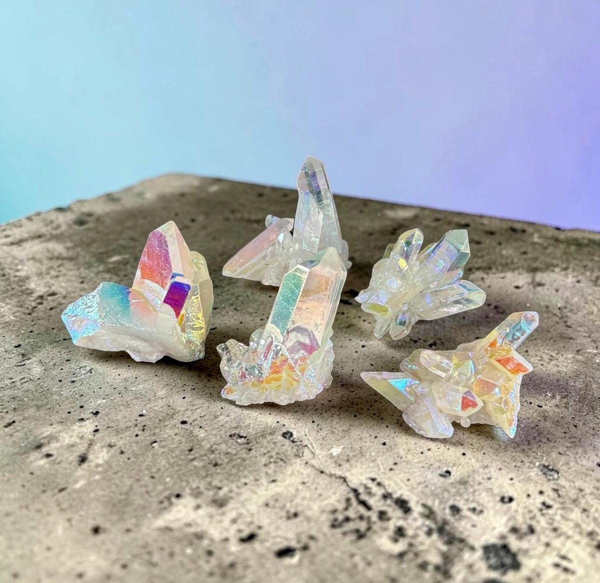 Angel Aura White Quartz Cluster: Iridescent Crystal Healing