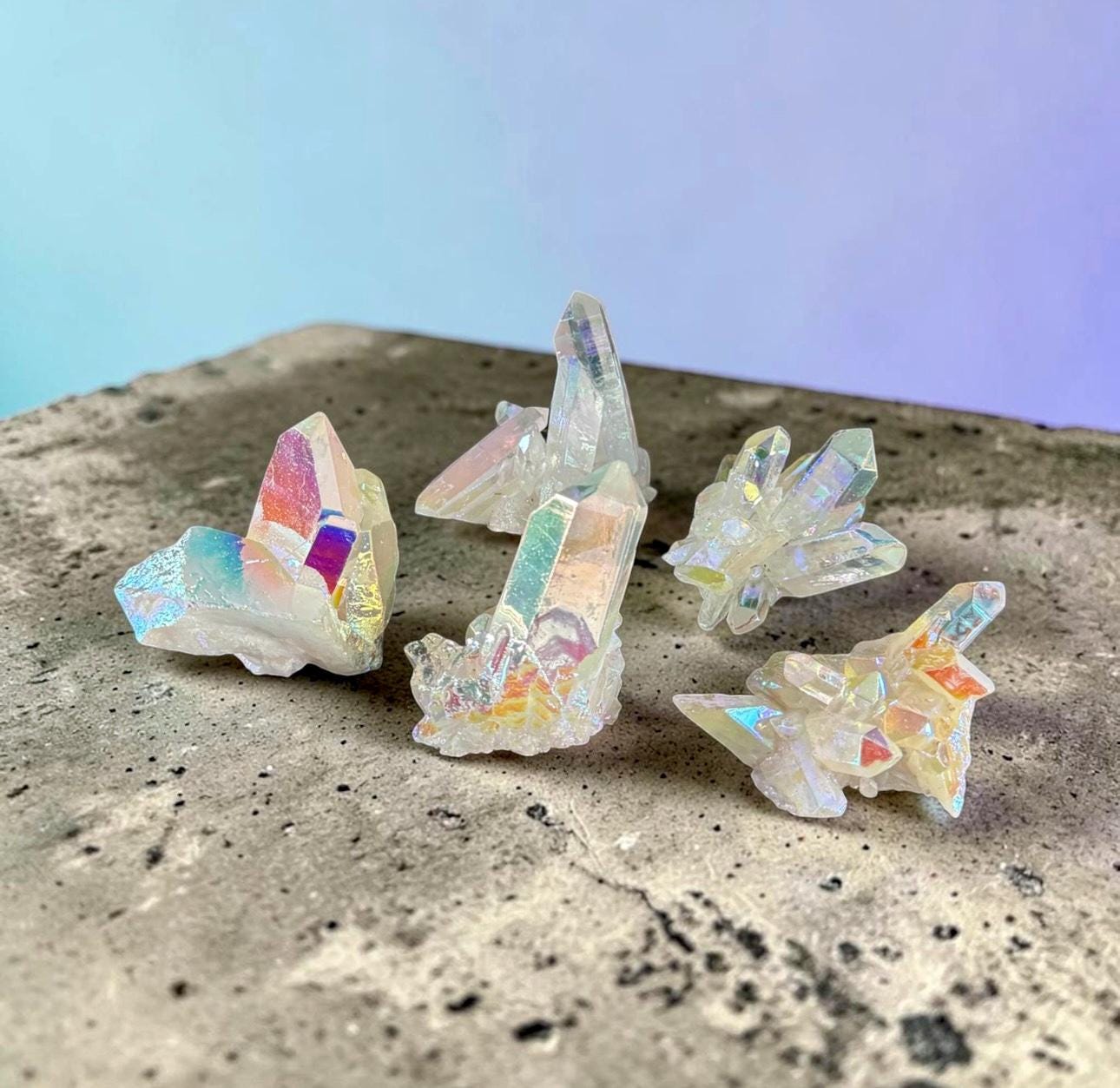Angel Aura White Quartz Cluster: Iridescent Crystal Healing