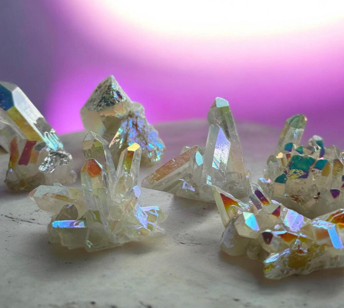 Angel Aura White Quartz Cluster: Iridescent Crystal Healing