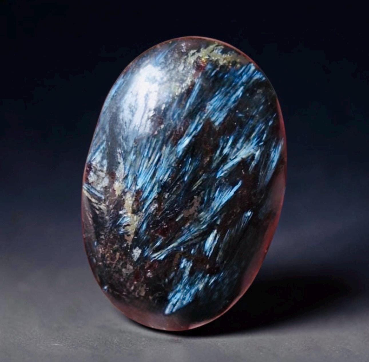 Astrophyllite Blue Arfvedsonite Palm Stone – Rare Feather Crystal for Transformation Insight
