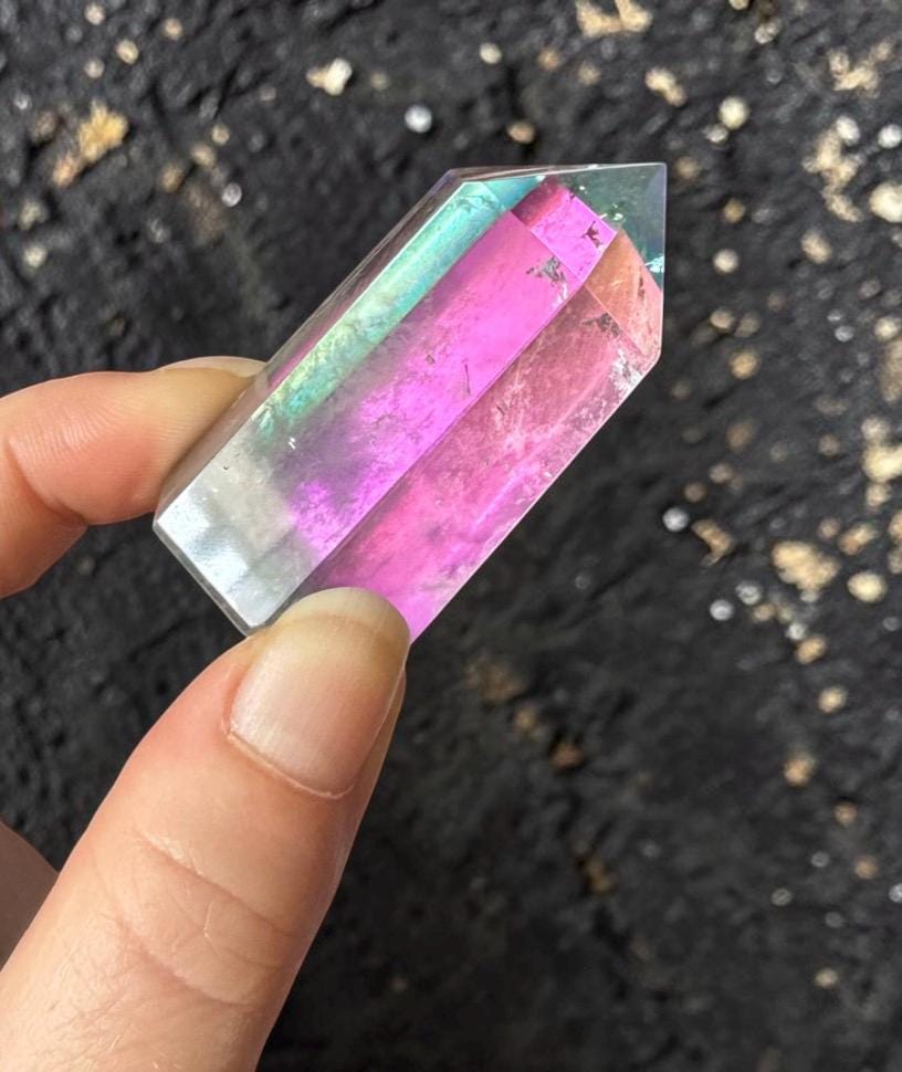 Indigo Aura Quartz Tower: Tanzine Aura Crystal Point, Luna by Louise