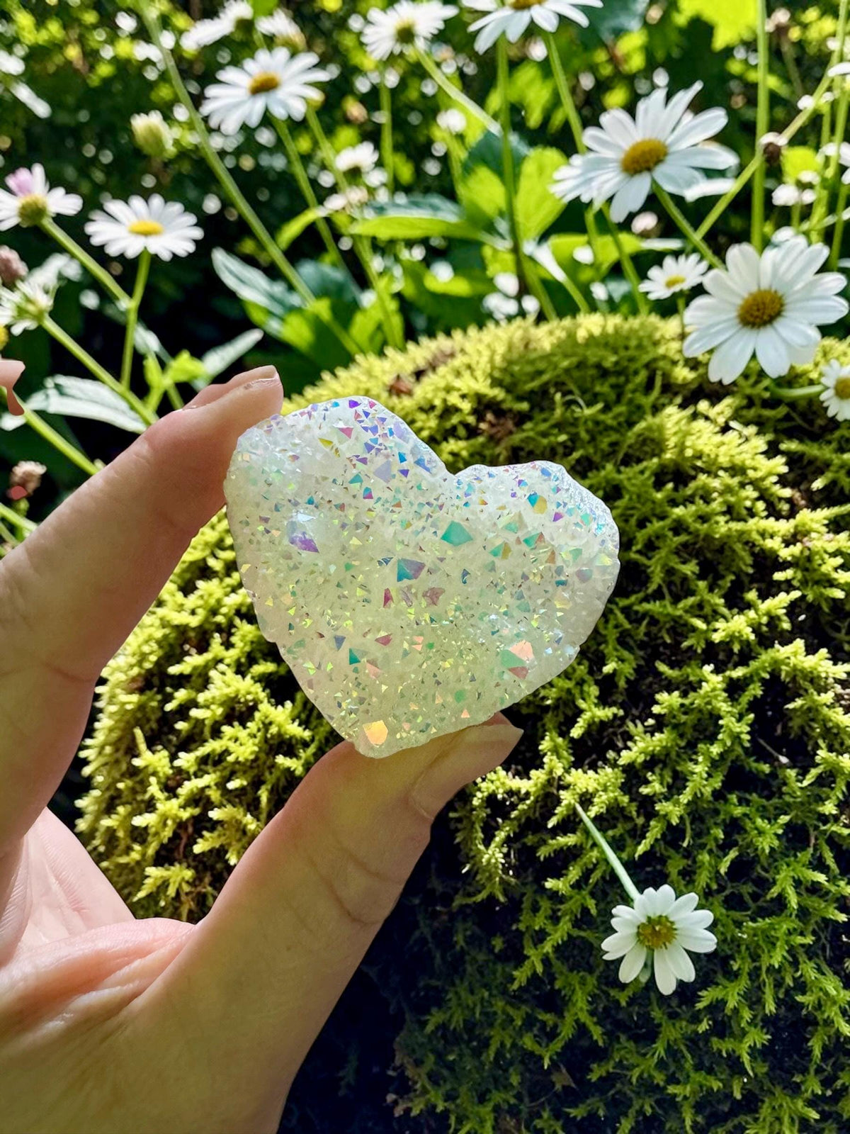 Angel Aura White Quartz Crystal Heart Cluster: Ethereal Healing Stone