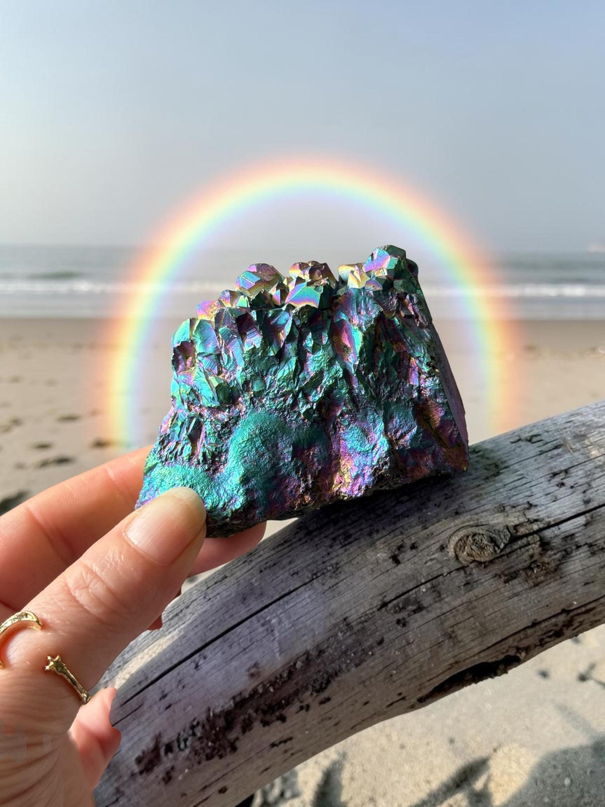 Titanium Aura Amethyst Cluster: High-Energy Spiritual Crystal