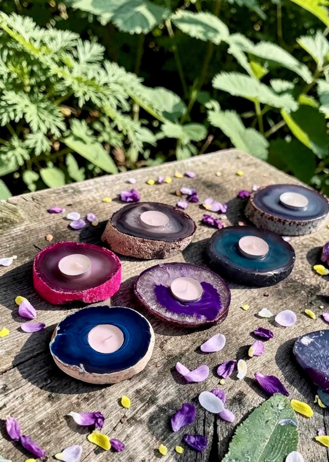 Agate Geode Candle Holder: Ethereal Crystal Home Decor
