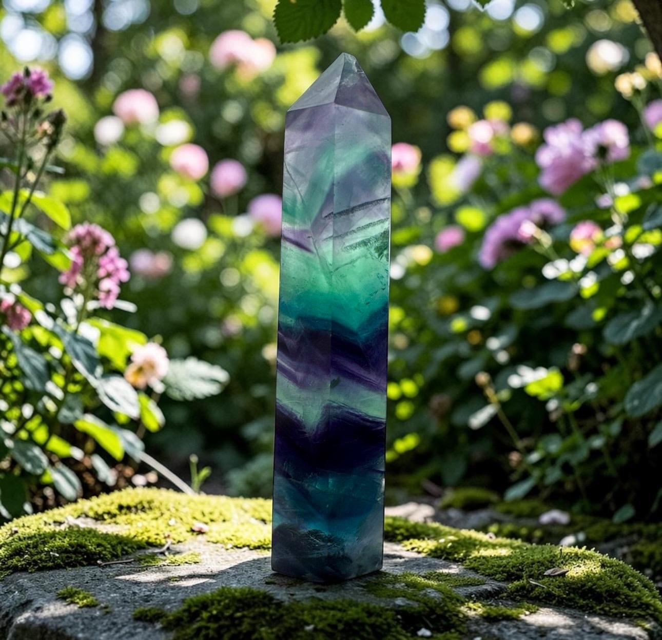 Dark Rainbow Fluorite Crystal Tower – High-Grade Fluorite Clarity & Focus