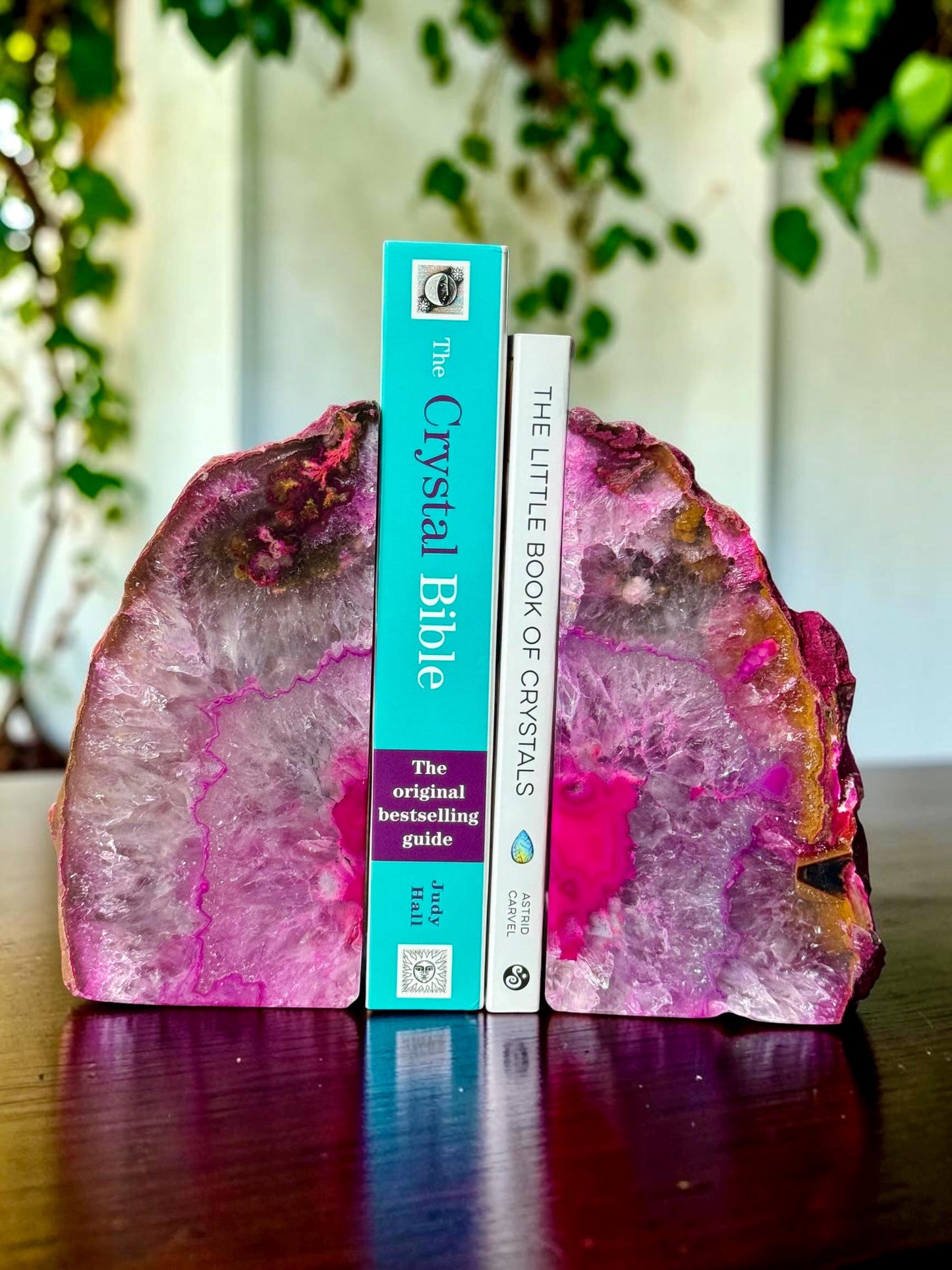 Pink Agate & Quartz Crystal Geode Bookends | Luxury Natural Agate Book Ends | Crystal Home Décor | Office Shelf Styling | Luna by Louise UK
