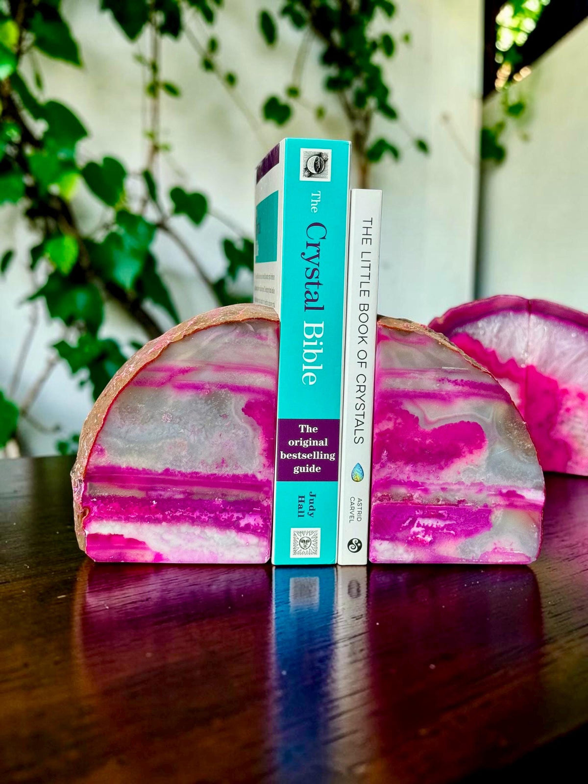 Pink Agate & Quartz Crystal Geode Bookends | Luxury Natural Agate Book Ends | Crystal Home Décor | Office Shelf Styling | #2
