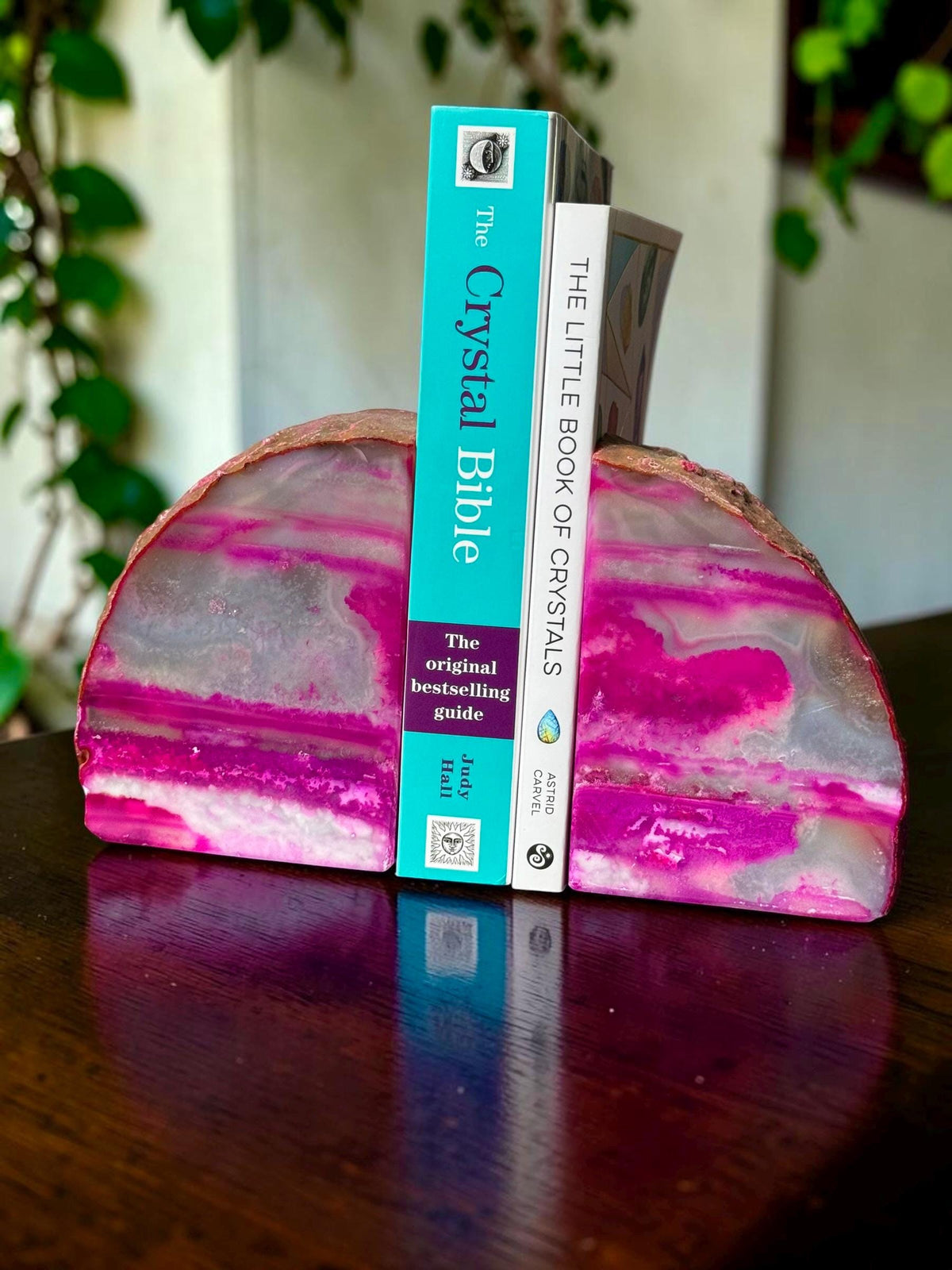 Pink Agate & Quartz Crystal Geode Bookends | Luxury Natural Agate Book Ends | Crystal Home Décor | Office Shelf Styling | #2