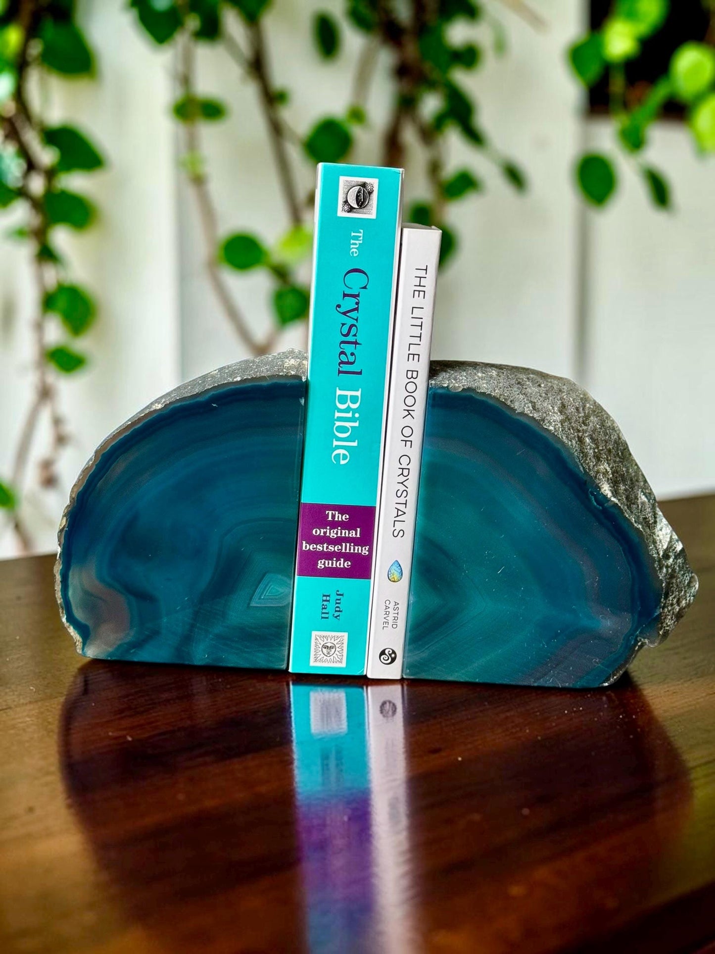 Teal Agate & Quartz Crystal Geode Bookends | Luxury Natural Agate Book Ends | Crystal Home Décor | Office Shelf Styling | Luna by Louise UK