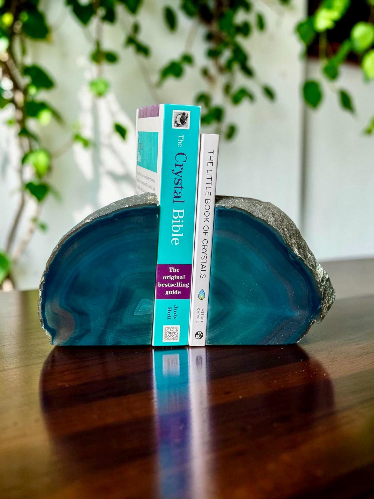 Teal Agate & Quartz Crystal Geode Bookends | Luxury Natural Agate Book Ends | Crystal Home Décor | Office Shelf Styling | Luna by Louise UK