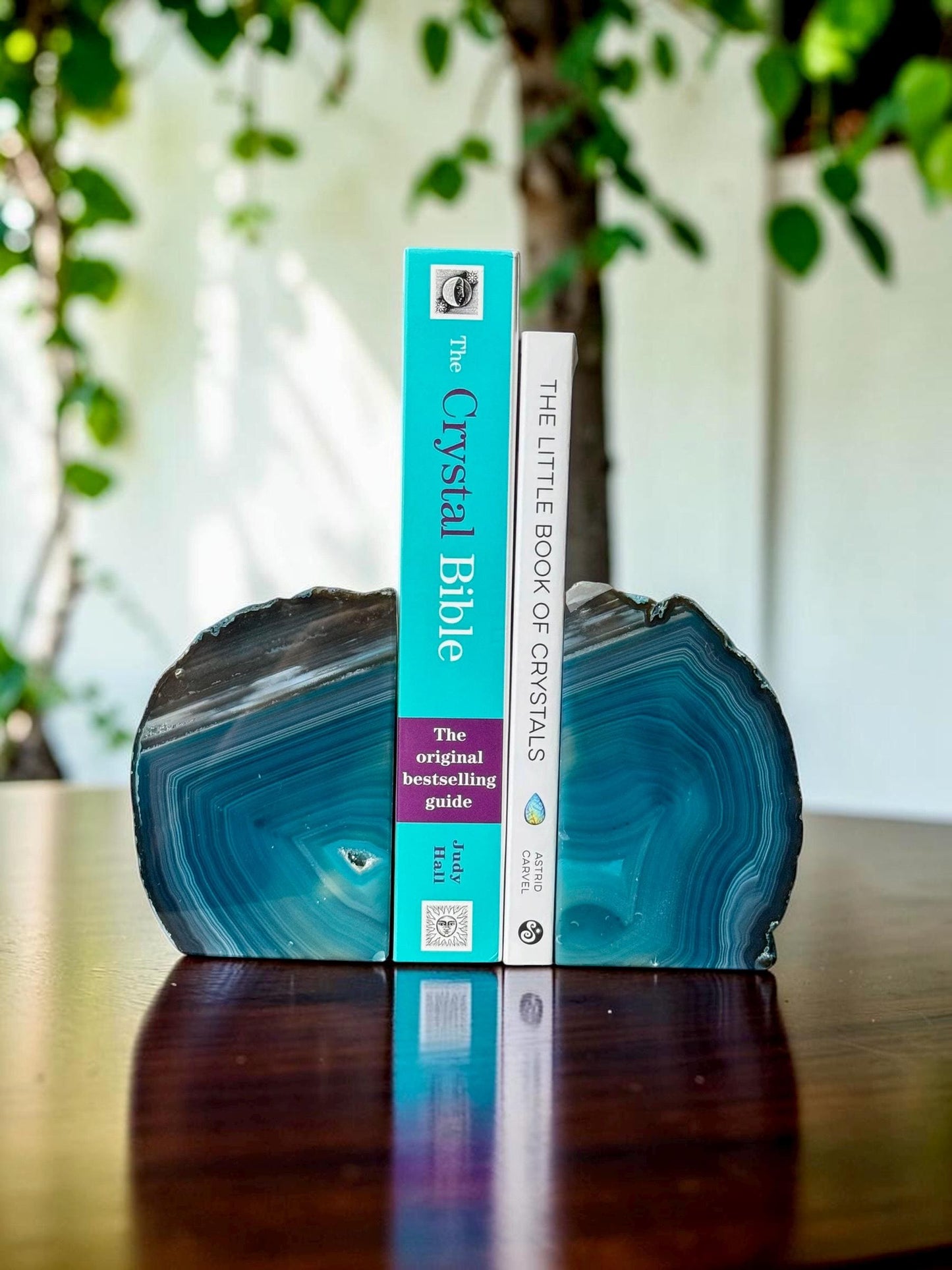 Teal Agate & Quartz Crystal Geode Bookends | Luxury Natural Agate Book Ends | Crystal Home Décor | Office Shelf Styling | #3