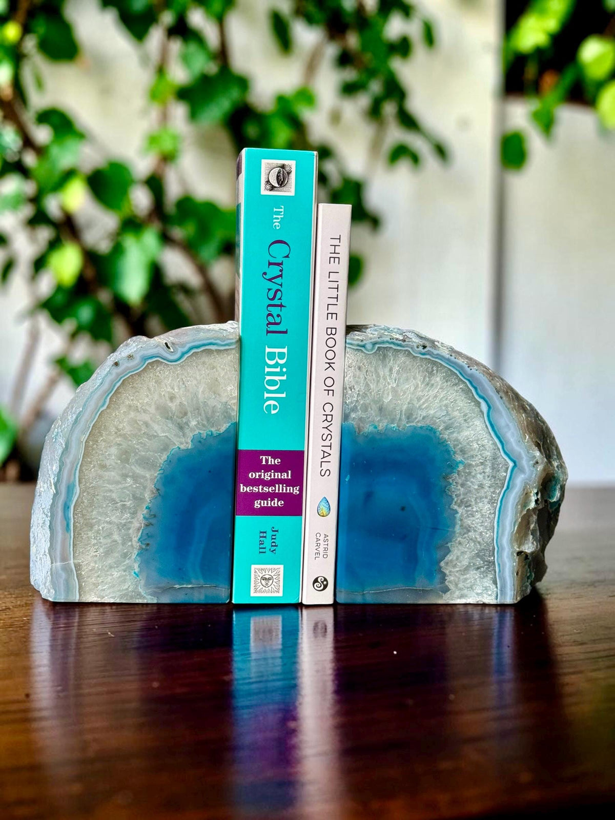 Teal Agate & Quartz Crystal Geode Bookends | Luxury Natural Agate Book Ends | Crystal Home Décor | Office Shelf Styling | #4