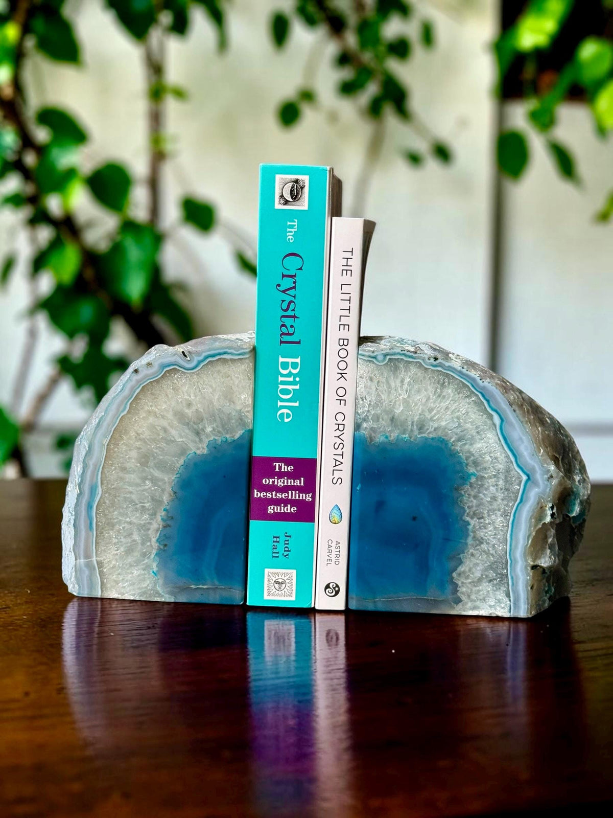 Teal Agate & Quartz Crystal Geode Bookends | Luxury Natural Agate Book Ends | Crystal Home Décor | Office Shelf Styling | #4