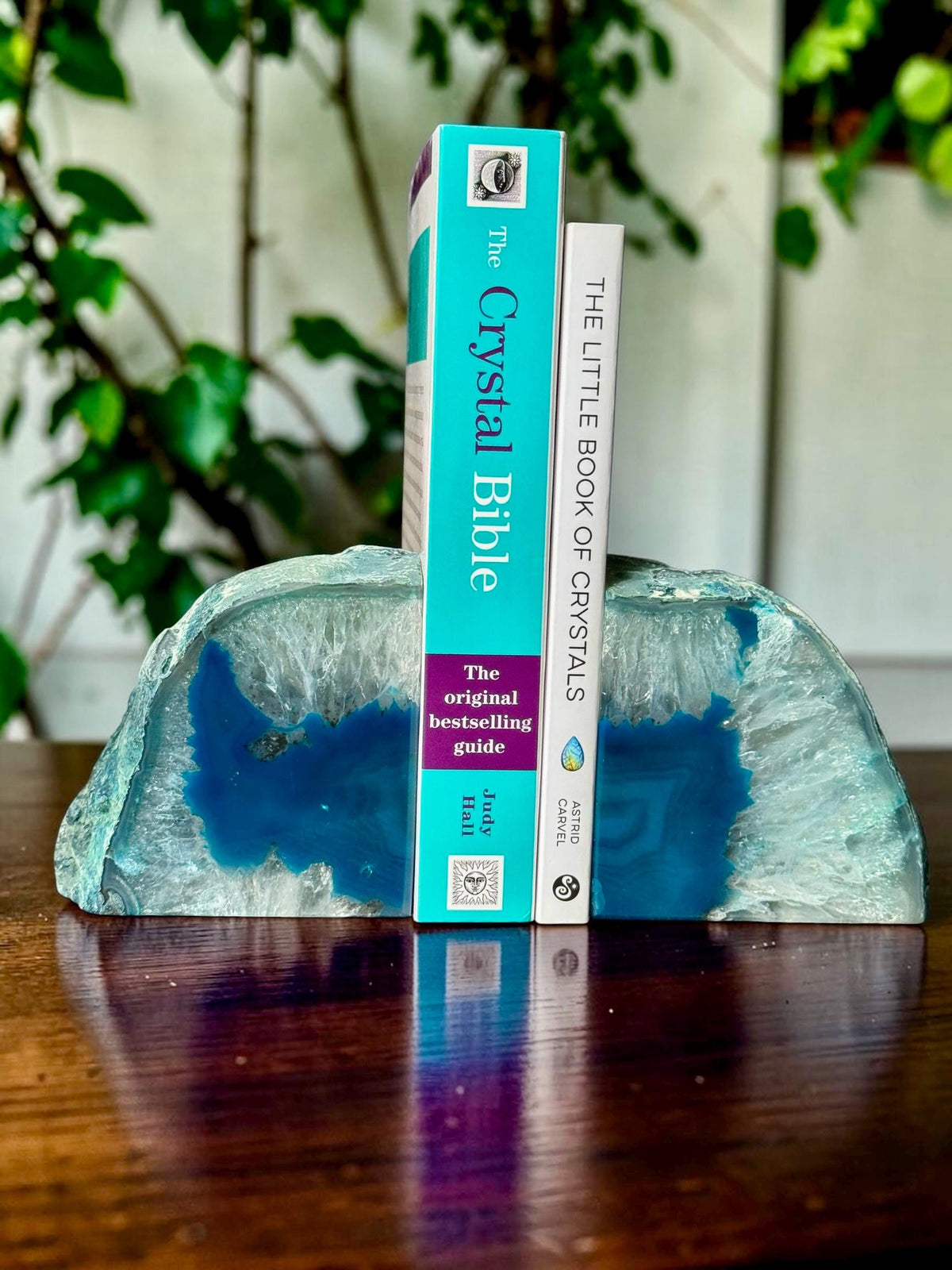 Teal Agate & Quartz Crystal Geode Bookends | Luxury Natural Agate Book Ends | Crystal Home Décor | Office Shelf Styling | #6