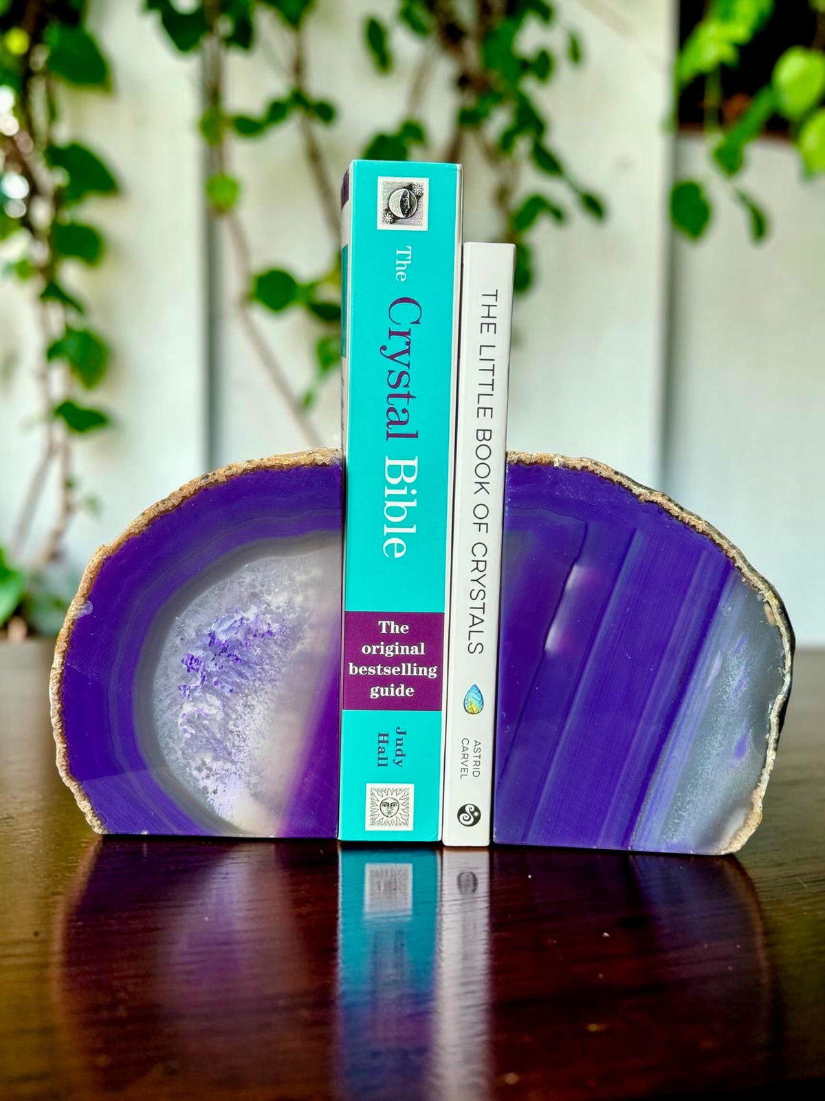 Purple Agate & Quartz Crystal Geode Bookends | Luxury Natural Agate Book Ends | Crystal Home Décor | Office Shelf Styling | SET #3