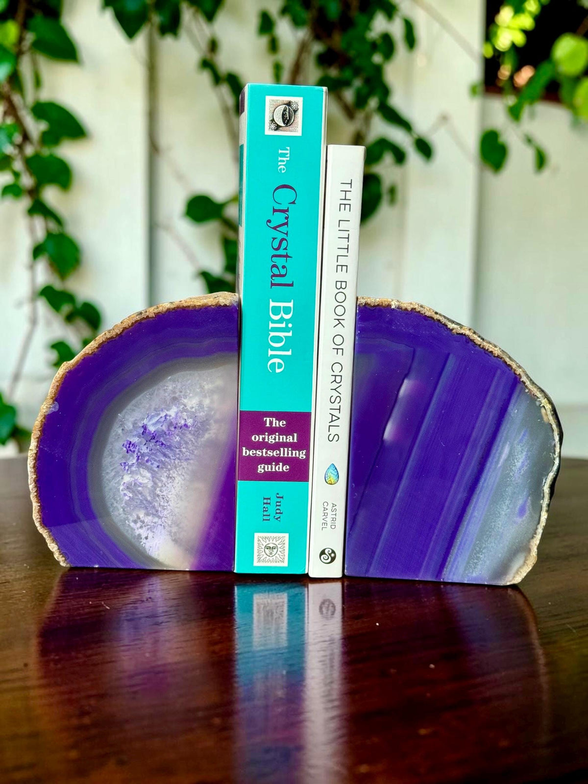 Purple Agate & Quartz Crystal Geode Bookends | Luxury Natural Agate Book Ends | Crystal Home Décor | Office Shelf Styling | SET #3