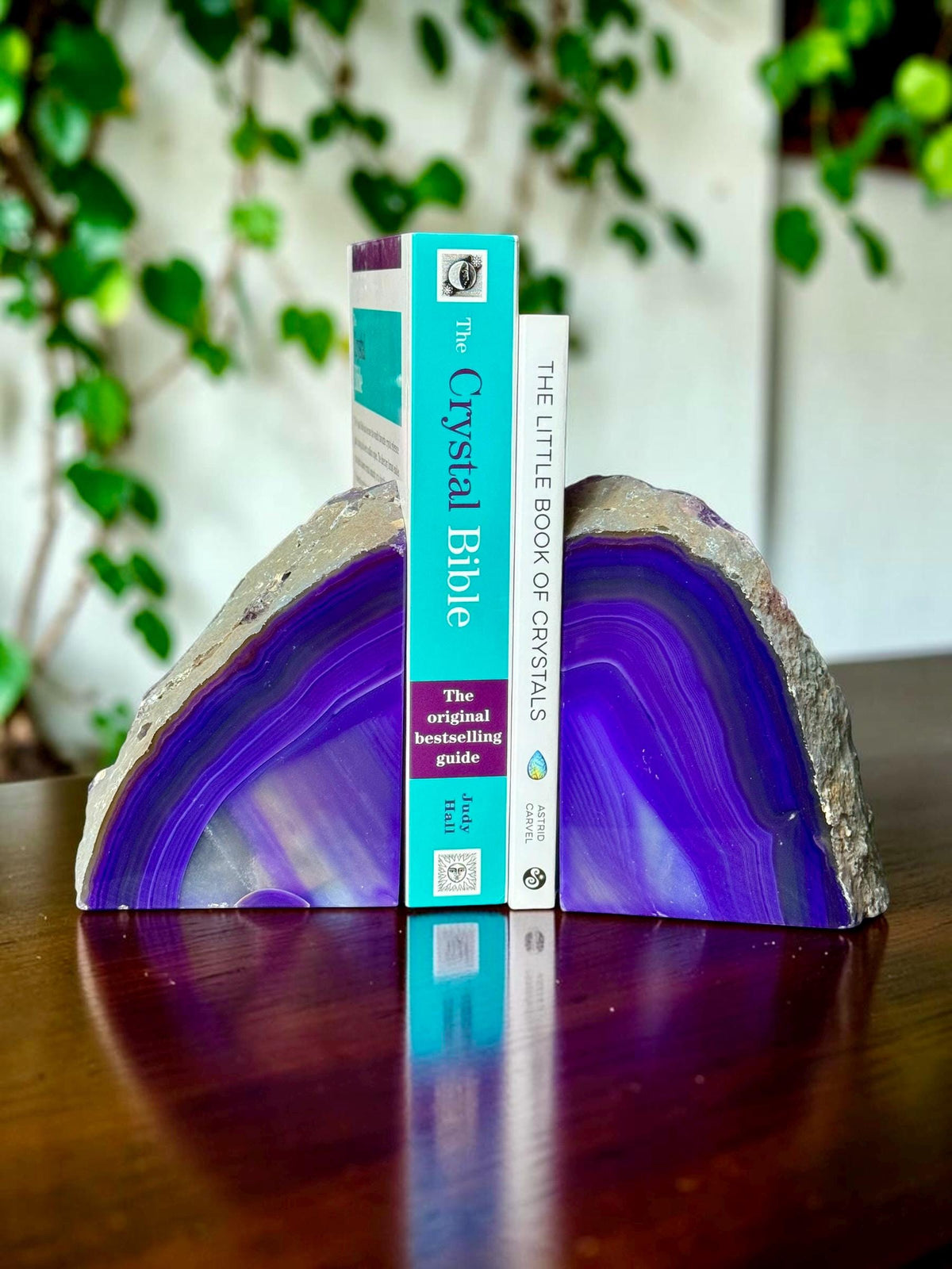 Purple Agate & Quartz Crystal Geode Bookends | Luxury Natural Agate Book Ends | Crystal Home Décor | Office Shelf Styling | SET #4