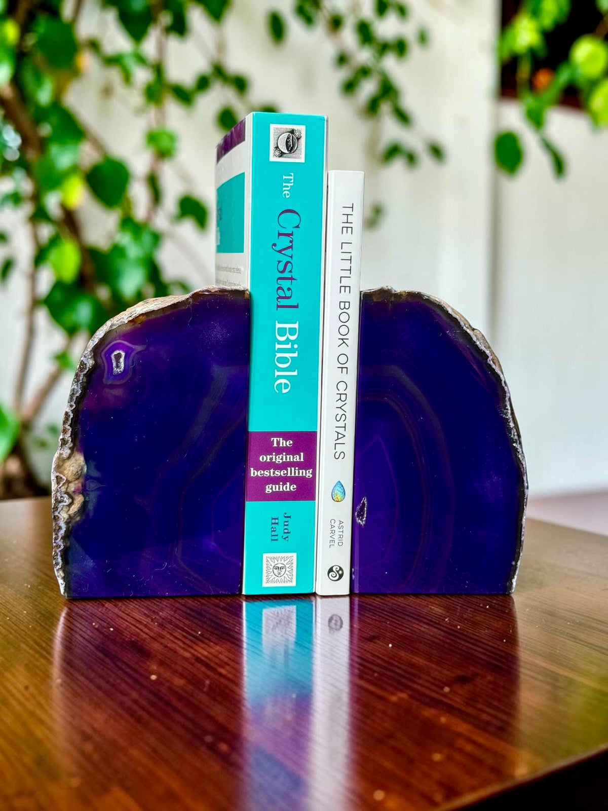 Purple Agate & Quartz Crystal Geode Bookends | Luxury Natural Agate Book Ends | Crystal Home Décor | Office Shelf Styling | SET #6