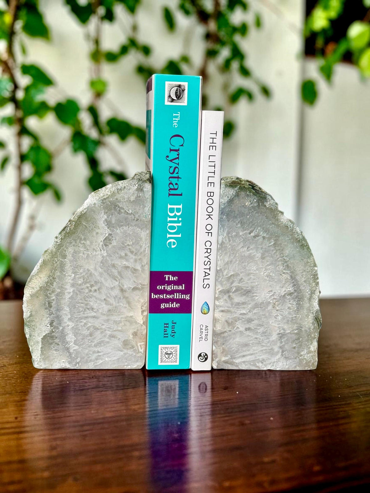 Natural Agate & Quartz Crystal Geode Bookends | Luxury Quartz Crystal Book Ends | Polished Agate Home Décor | Statement Crystal Gift |Set #3