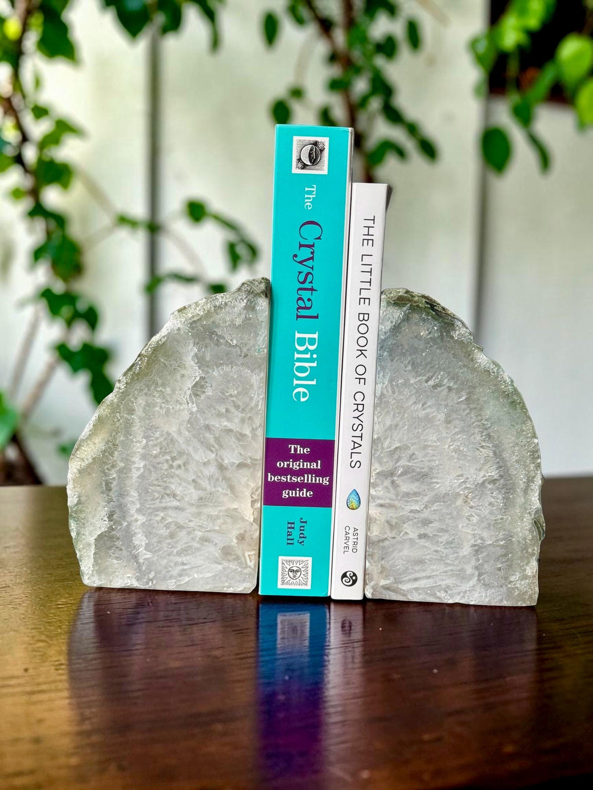 Natural Agate & Quartz Crystal Geode Bookends | Luxury Quartz Crystal Book Ends | Polished Agate Home Décor | Statement Crystal Gift |Set #3