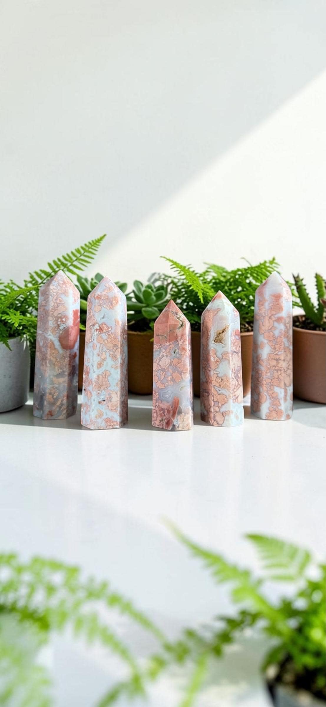 Pink Agate Tower: Polished Healing Crystal Obelisk - Calm & Balance