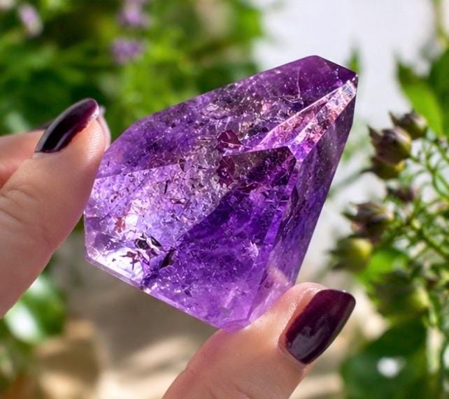 Amethyst Crystal: Polished Prism Free Form Stone