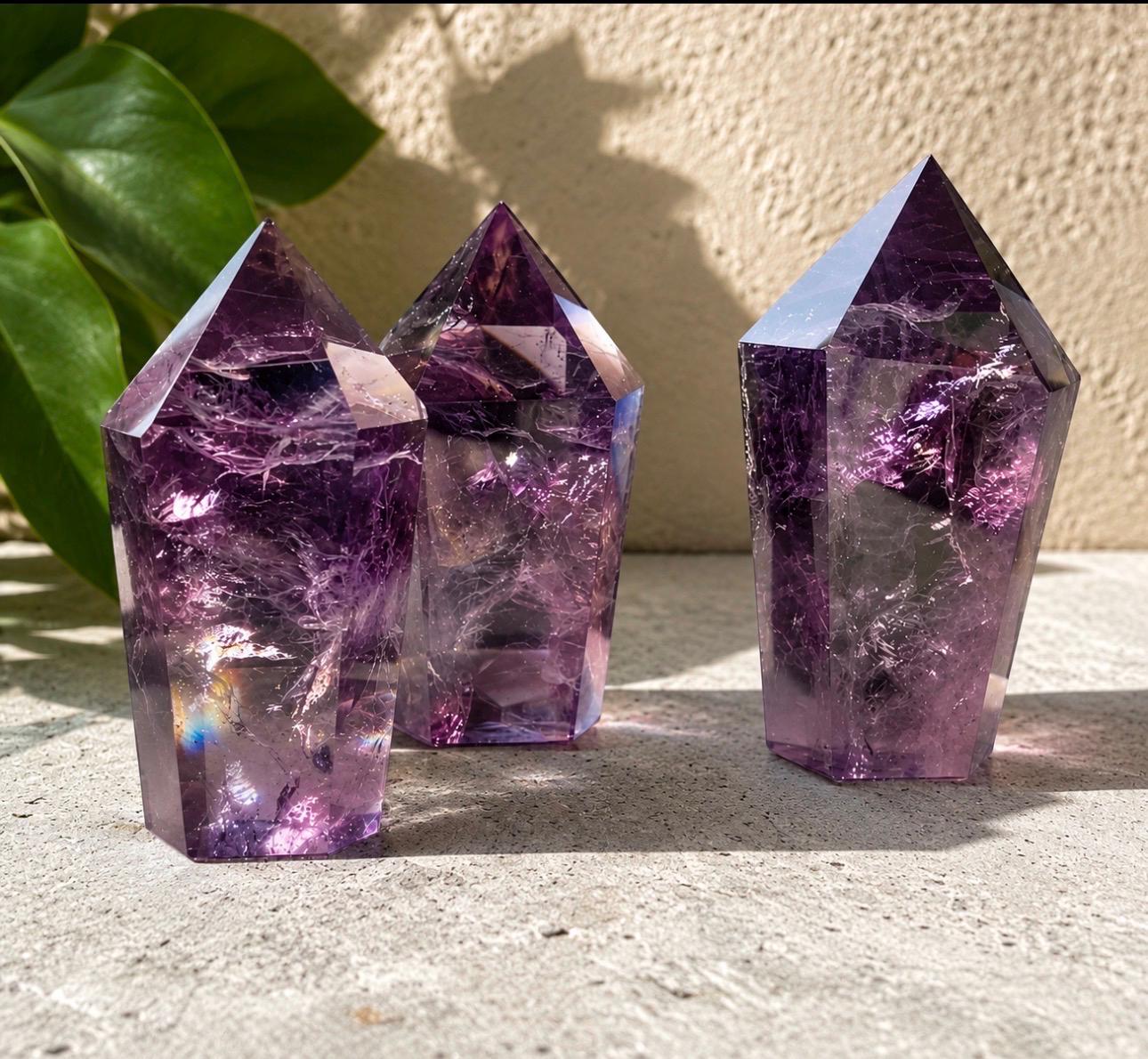 Bahia Amethyst Dragon Tooth Obelisk Tower. "3-4” Deep Purple, Spiritual Calm