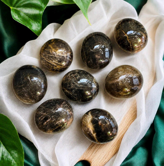 Black Moonstone Palm Stone: Lunar Energy Crystal
